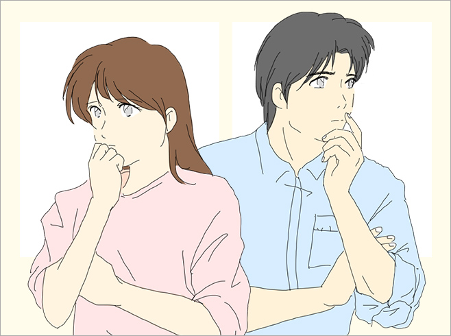 住みながら売ることを考える夫婦のイメージイラスト